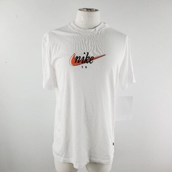 Nike SB Men's White Dri-Fit Short Sleeve Crew Neck Pullover Basic T-Shirt Size M - Picture 1 of 7